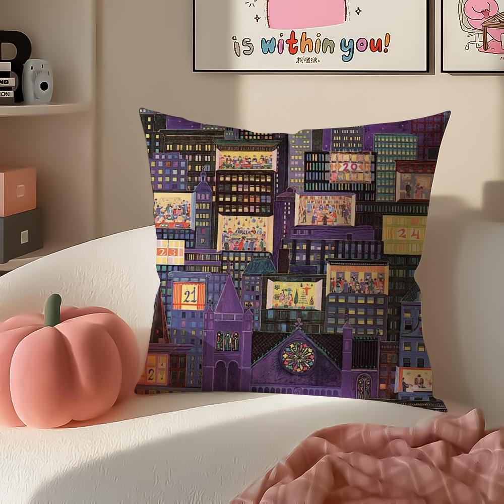 Art Magazine TThe NNew Yorker Cushion Cover Pillowcase Short Plush Invisible Zipper Room Sofa Cushion Cover