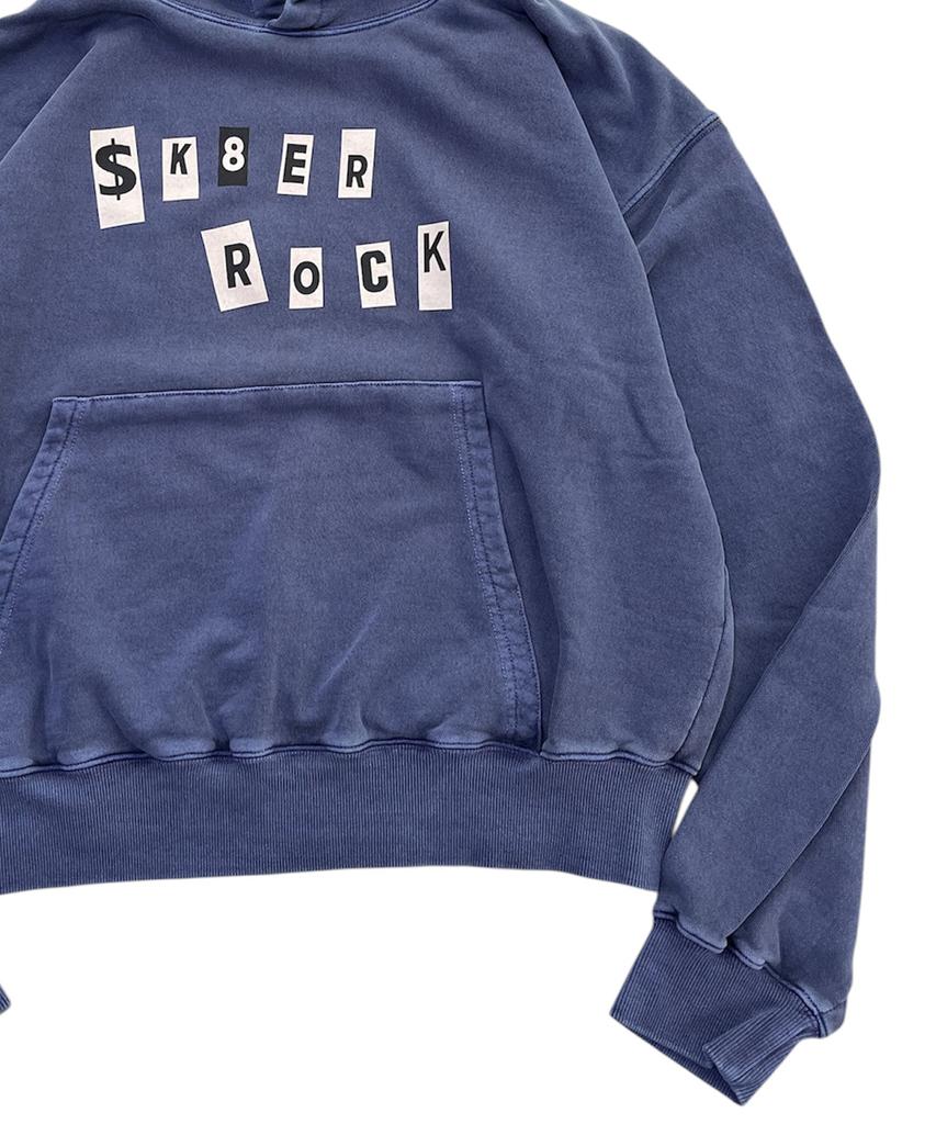 SK8ER ROCK Collage Lettering Pigment Hoodie (Navy)
