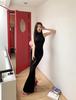 2026 Spring/Summer High-Neck Sleeveless Slim Fit Elegant Back Slit Maxi Dress for Women