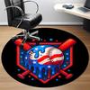 1PC Baseball Stars Office Round Area Rug, Indoor Mat Suitable ForOffice, Under Office Chairs Bedroom Living Room Home Decor, Room Deco, D036