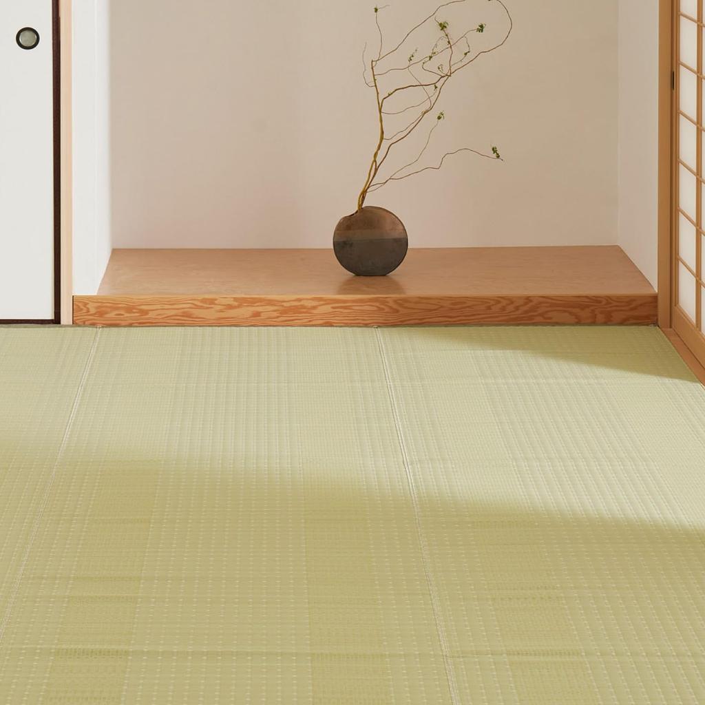 Hagihara Washable Rush Style Carpet Cool Wind Green Honma tatami 286 x 286 cm Overlay Rug Room Nursery Pet Made in Japan 4.5 Approx. Children's