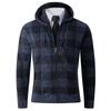 Hooded Men's Zipper Loose Plaid Jacket Long Sleeve Contrast Cardigan Top