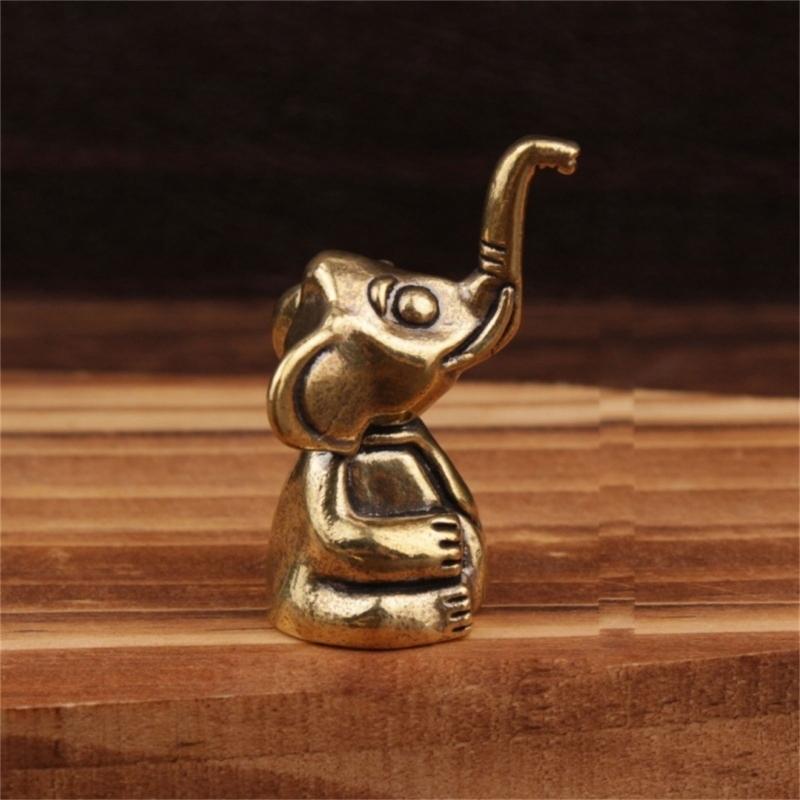 Antique Vintage Brass Cats Elephant Sculpture Miniature Decoration Detailed Animal Figurine Perfect Homes Accent Gift
