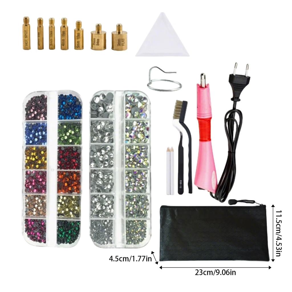 Hotfix Rhinestone Applicator Tool Kit, 7-in-1 DIY Bedazzler Wand with Tips, Portable Crystal Setter Pen for Clothing, Fabric Crafts