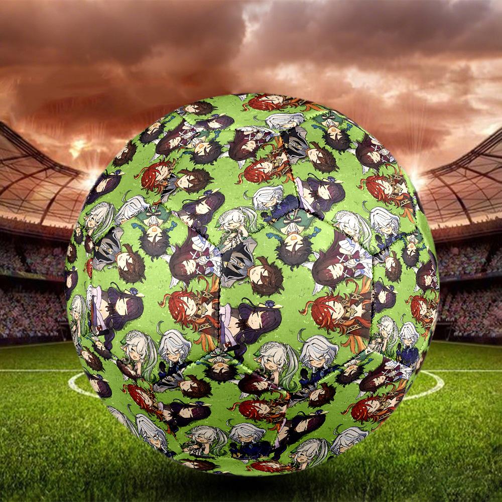 Genshin Impact Print Size 5 Soccer Ball, Standard Match Football for Sports Game and Team Practice, Ideal Gift for Soccer Fans