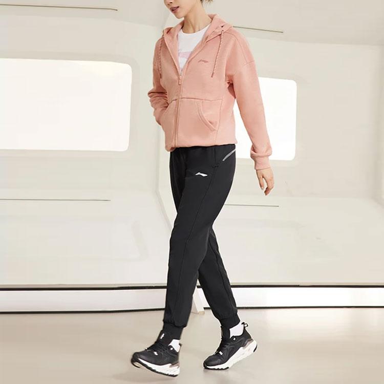 Li Ning Training Series Fitness Solid Color Logo Knitted Sports Pants Women pants Black AYKR760-1