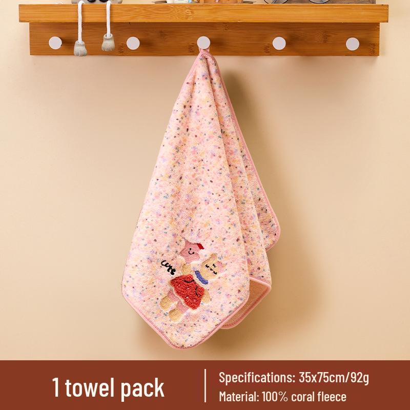 Soft High-Density Coral Fleece Towel - Absorbent, Thick Face & Hair Drying with Fresh 3D Floral Design