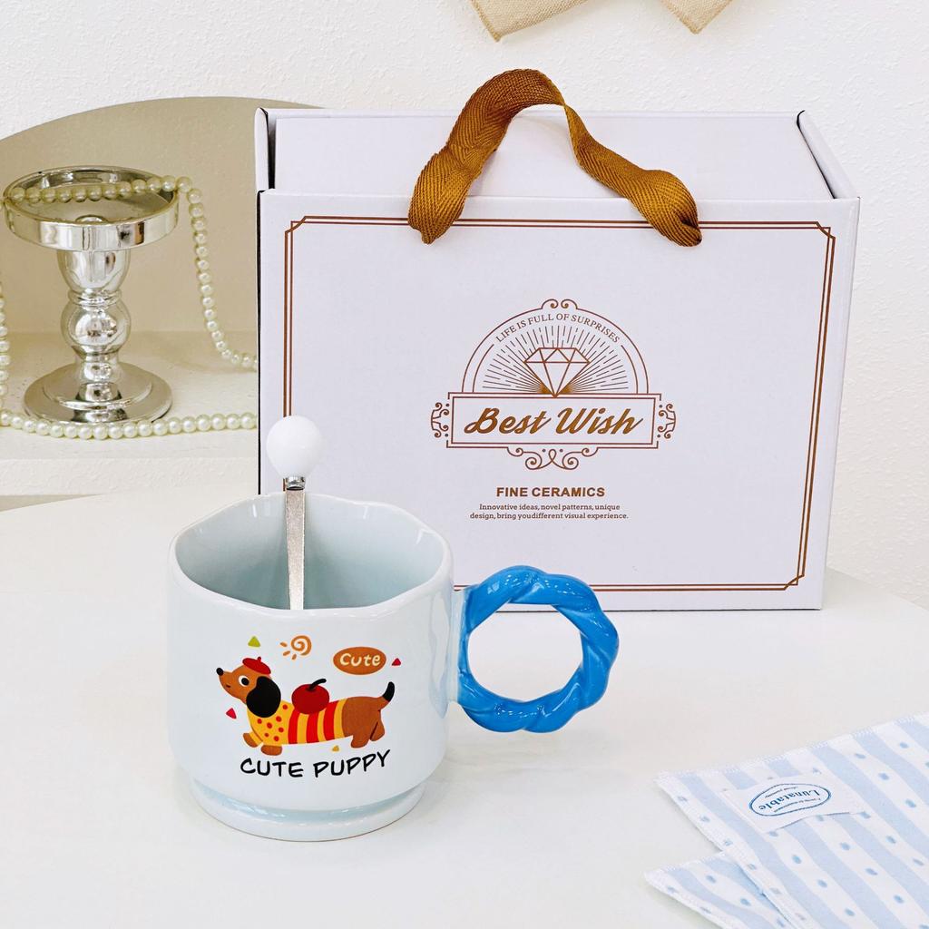 Creative Mug Mushroom Styling Cartoon Cute Ceramic Cup High Value Water Cup with Lid Hand Gift Gift