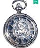 Gear Parts Roman Character Hollow Pocket Watch, Large Classical Mechanical Parts Silver Mechanical Pocket Watch Movement
