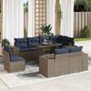 9 Piece Garden Sofa Set with Cushions Grey Poly Rattan & Acacia