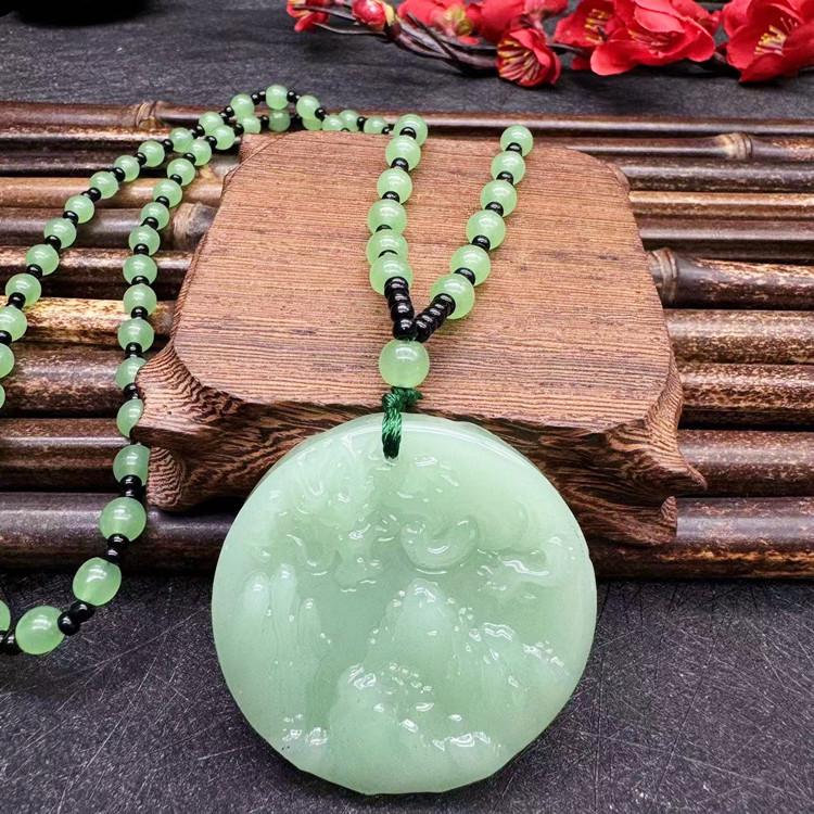 Imitace aventurínu Svetrový náhrdelník - Design zelí Guanyin od značek Wu Shi a Dragon & Phoenix