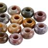 1 Box 20Pcs Natural Gemstone Beads 14mm Indian Agate Bead Bulk Round Large Hole Stone European Rondelle Spacer Macrame Beads for Hair Braids Jewelry