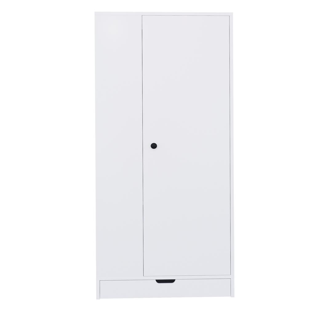 Wardrobe 70*40*170cm, Single-Door Design, with Shelves and Drawers, Pure White