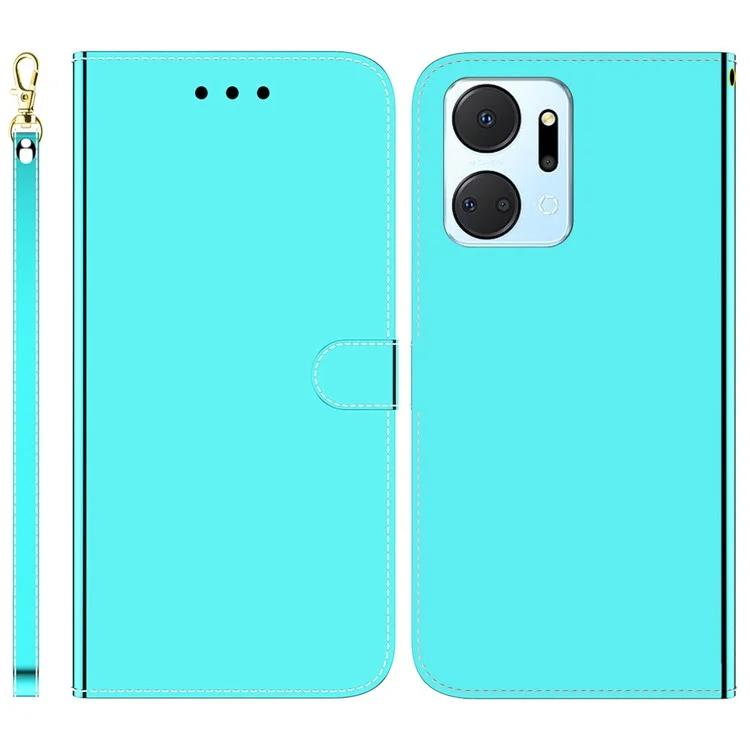 For Honor X7a 5G Mirror-like Surface Protective Phone Case Flip Leather Wallet Phone Cover