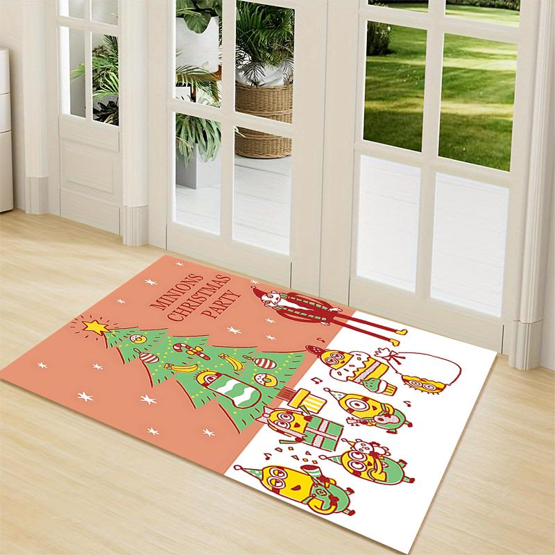 1Pc Christmas Minions Snowscape Carpet Rug Soft Washable Antislip Home Living Room Sofa Mats Personalized Christmas Rug