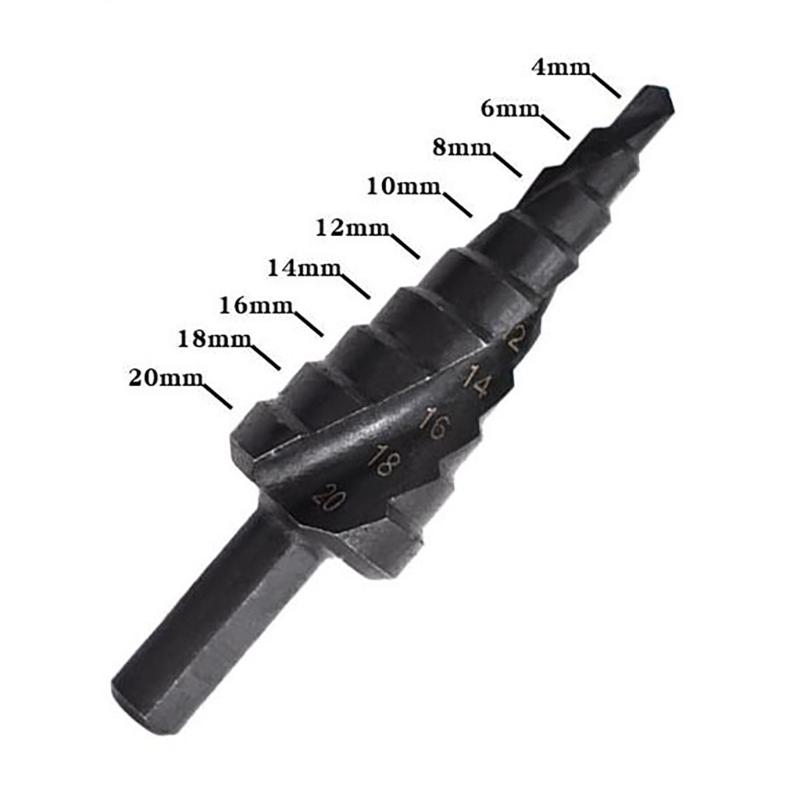 Spirals Grooved Peeling Drill with Round Shank, Sheet Metal Drill Bit, Step Drill for Metal, Taper Drill Diameter 4-32mm