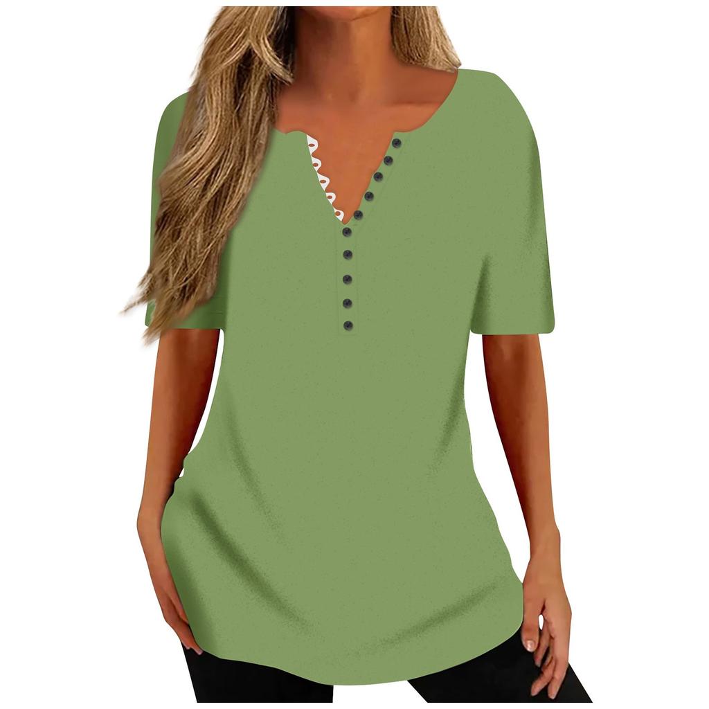Women's Fashion Casual Short Sleeve Printed Round Neck Loose Top