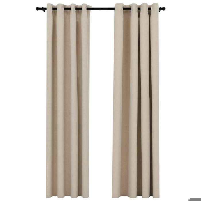 Maison Exclusive - Rideaux occultants aspect lin avec œillets 2pcs beige 140x245cm