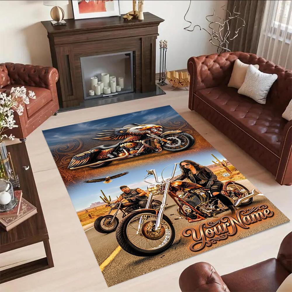 Harley-davidson Motorcycles Personalized Name Area Rug Design for Hallway Decorate room Kitchen Living Rooms Anti-slip Rug Anime Office Decor
