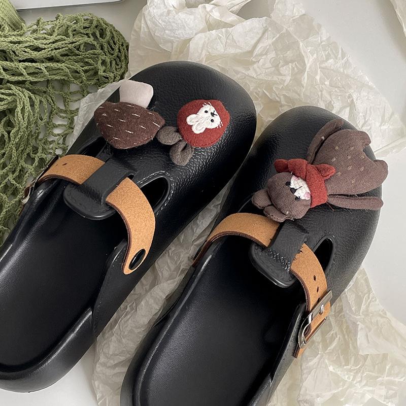 Lightweight and cute cartoon thick-soled bag head slippers women's summer wear soft-soled heightening Birkenstock slippers