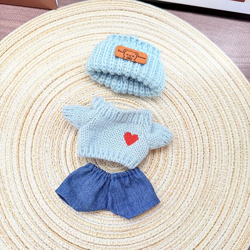 Kleidung für 17cm Labubu Sitzpuppe Designer-Outfit Party Weihnachtsbekleidung Pullover Hüte Taschen Hosen Puppenzubehör für Geschenke