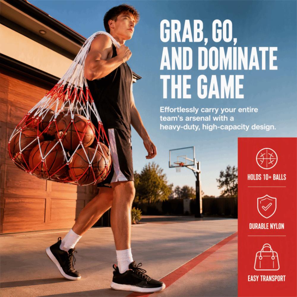 2pcs Mesh Weave Structure Ball Storage Net Nylon Material Basketball Carry Net Team Sports Training