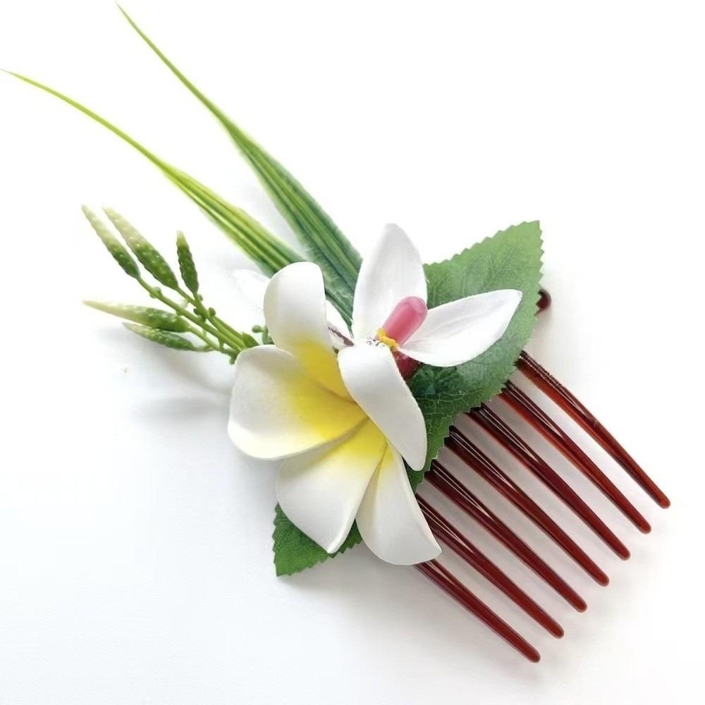 

Temperament Plumeria Hair Comb Elegant Bohemian Style Hair Clip Vintage Side Clip Hair Clip Summer белый