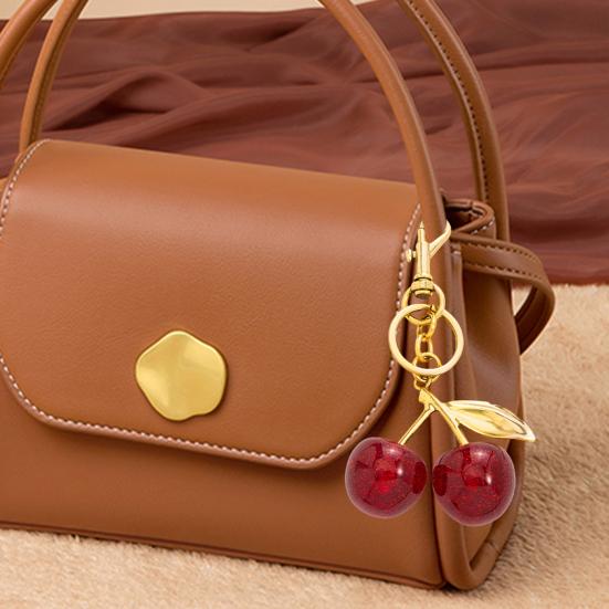 Keychain Key Holder Cherry Leaves Charm Keyring Fade-resistant Alloy Key Ring Backpack Car Accessory