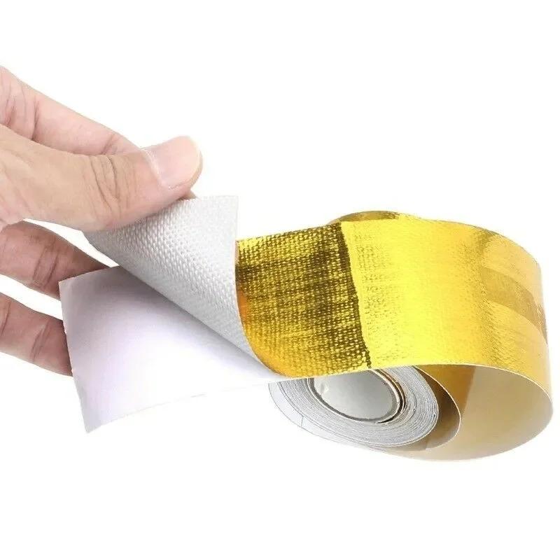 Gold Car Motorcycle Thermal Exhaust Wrap Pipe Header Heat Insulation Roll Tape Turbo Heat Wrap Reflective Tape 2026