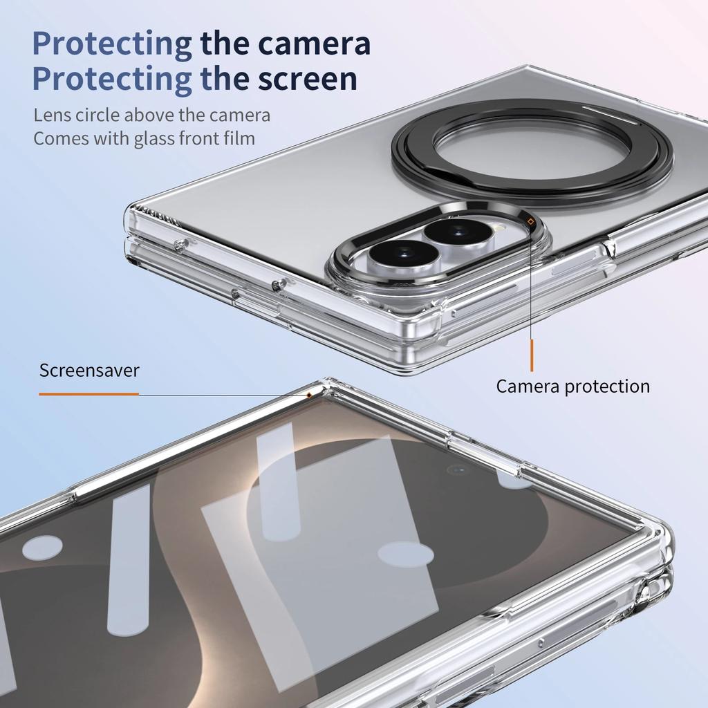 For Samsung Galaxy Z Fold 8 Case Protective HD Transport 360 Rotation Ring Holder Full Cover with film Mobile Phone Back Cover