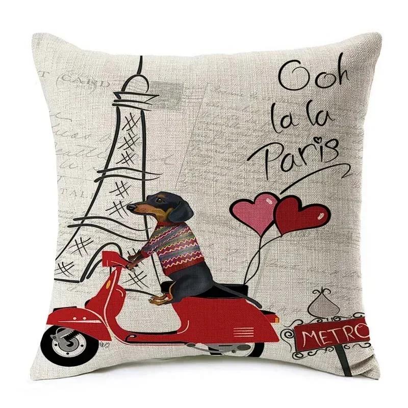 Hand Painting Dachshund Dog Posters Cushion Covers Sausage Pet Animals Pillowcase Decorative Pillows for Sofa