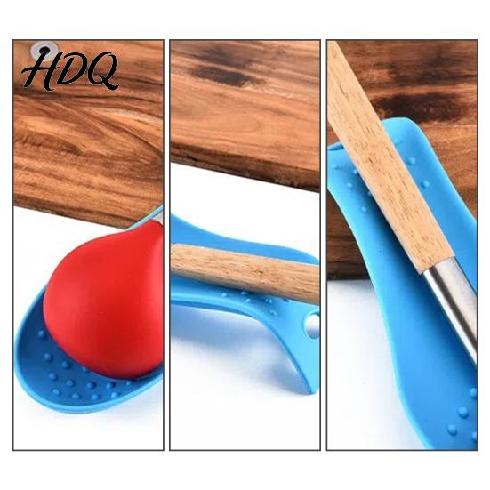 Kitchen Countertop Protector Silicone Spoon Rest for Countertop Heat Resistant Spatula Holder Ladle with Non-Slip Bump Design & Hanging Hole Modern