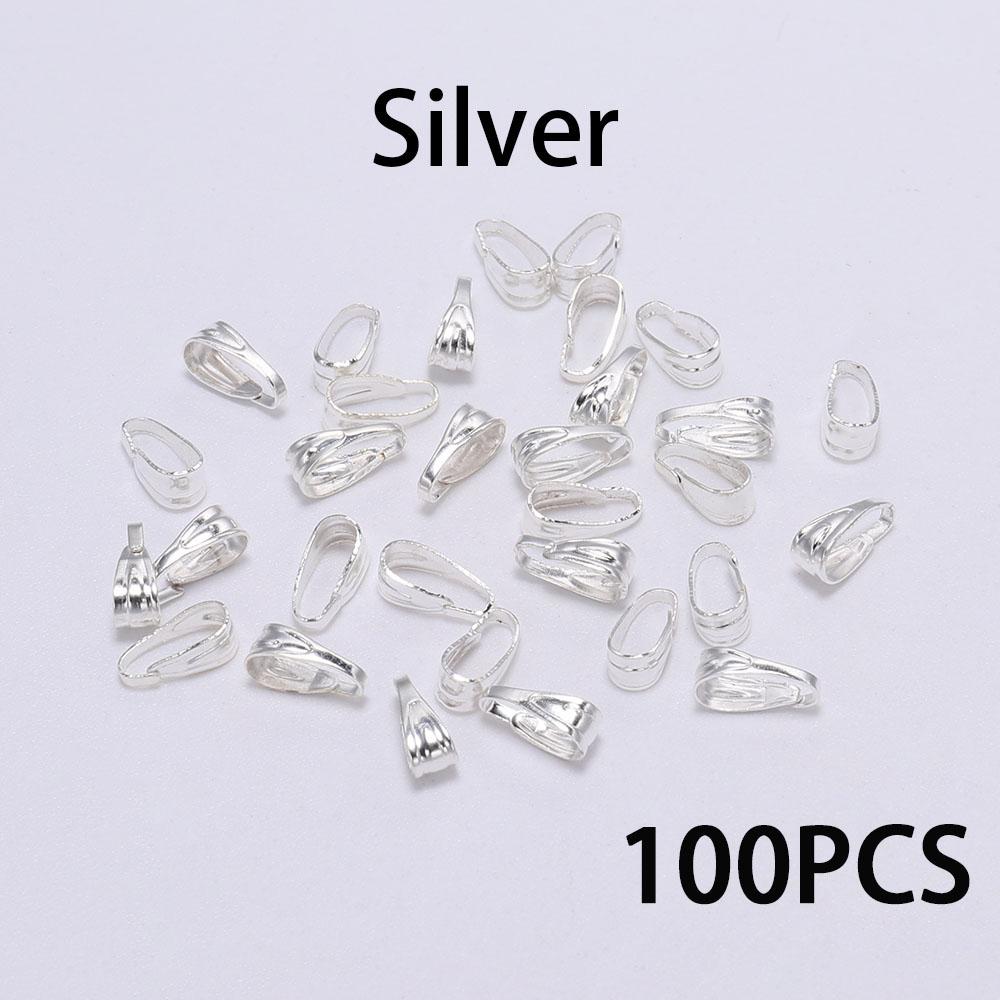 50-100pcs/lotPendant Clips Pinch Bail Clasps Buckle Charm Necklace Hook Connector For DIY Jewelry Making Cameo Tray Finding