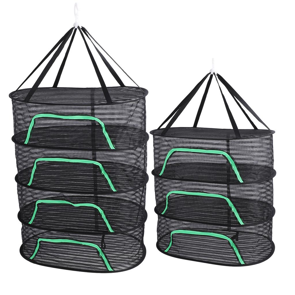 Hanging Drying Mesh with Zipper Breathable Polyester Foldable Hanging Mesh Drying Rack for Fish Vege