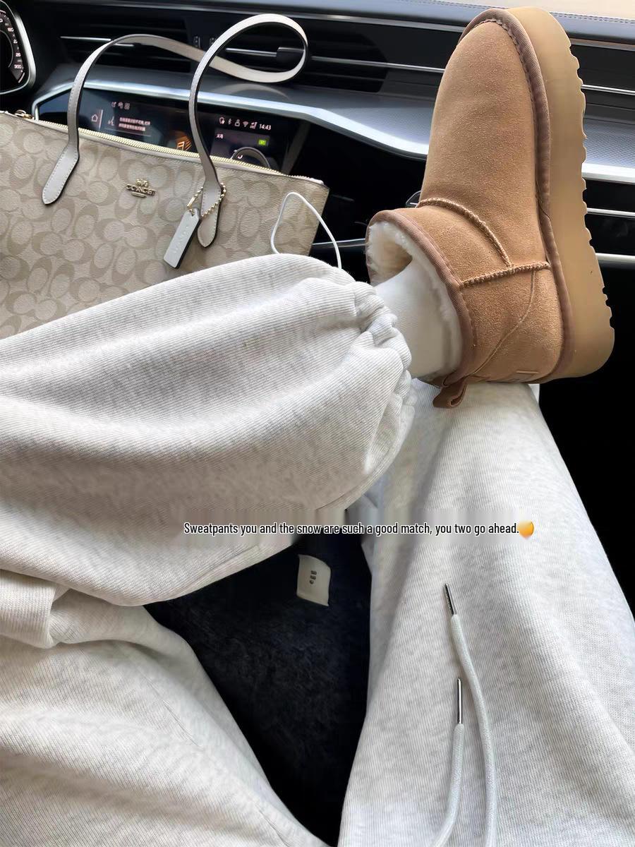 Women s Gray High-Waist Drapey Wide-Leg Sweatpants for Autumn/Winter XL