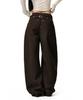 DECET WOMEN Cinchback Barrel Wide Leg Pants Dcwpt022Brown