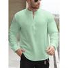 Tricouri Henley premium din bumbac și in alb pentru bărbați, ușor, cu mânecă lungă, casual, streetwear, ținute de zi cu zi