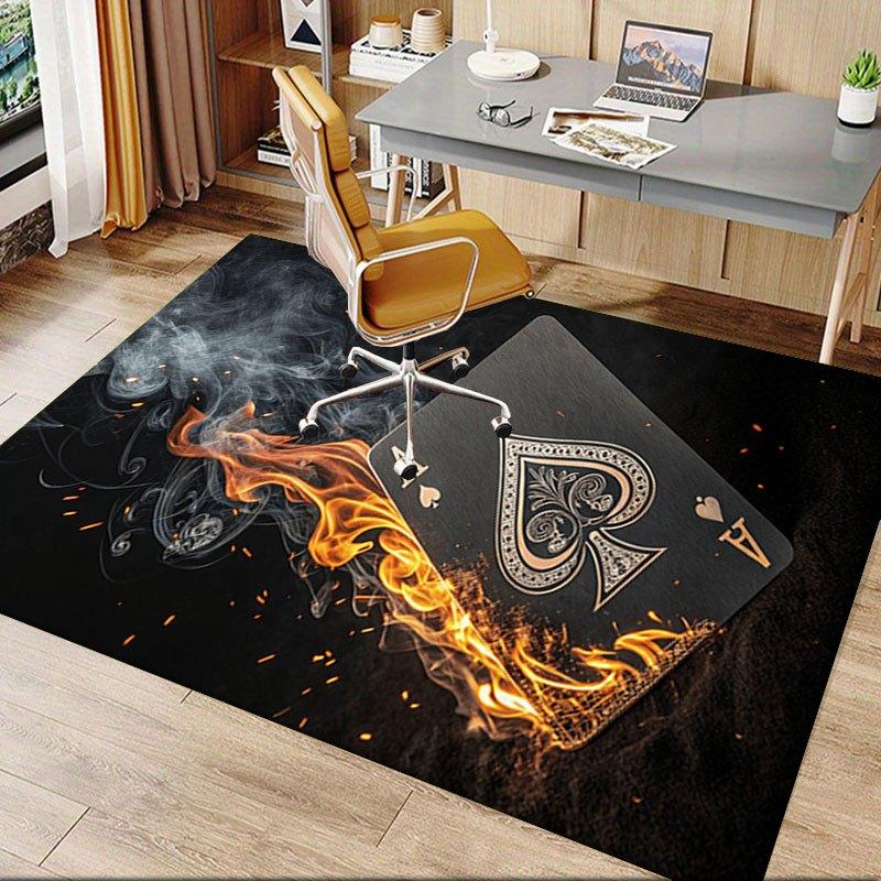 Black Burning Ace of Spades Playing Card - Unique Poker Deck AccessoryOffice Mat Home Decor Office Desk Chair Carpet for office ph101