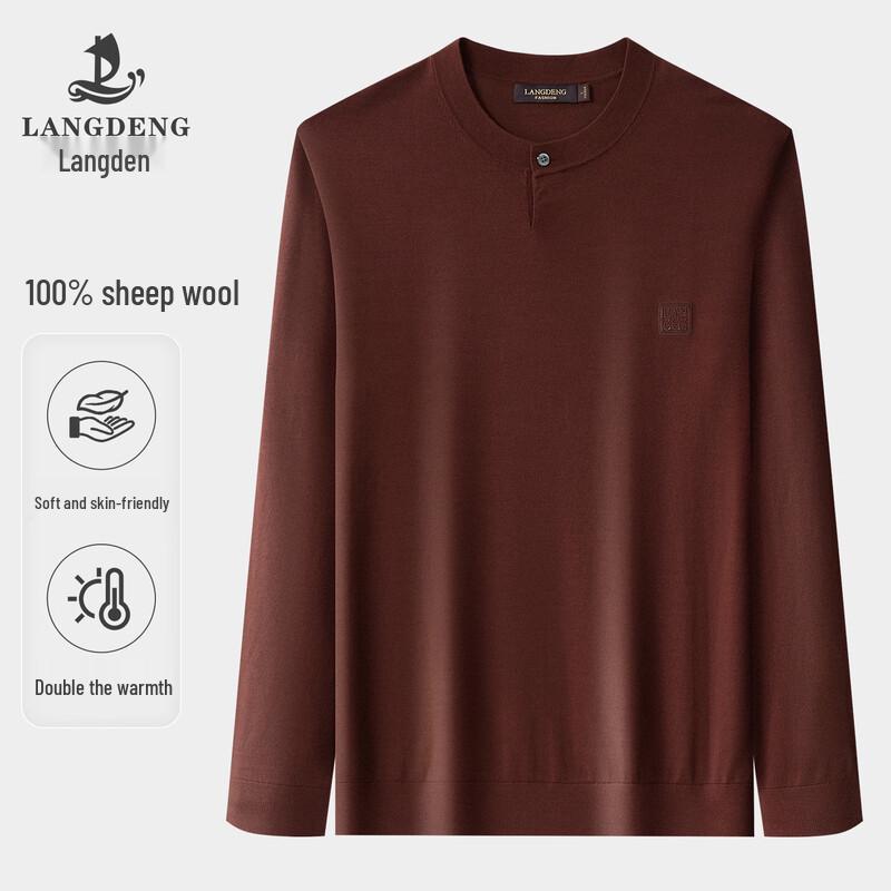 Lang Deng Men's Pure Wool Round Neck Knit Sweater