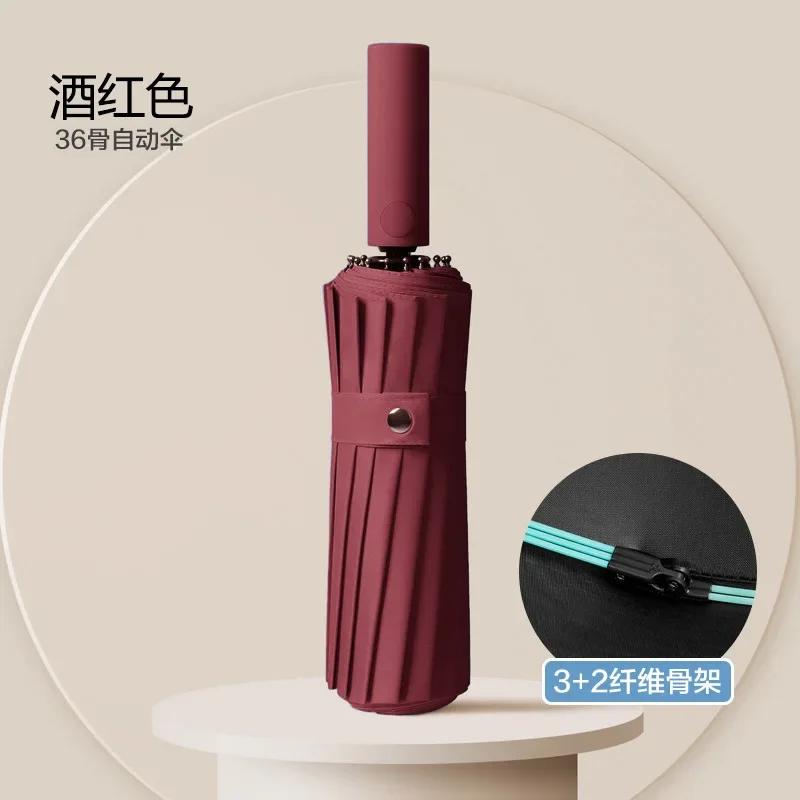 

60 Bone Ветрозащитный Усиленный Автоматический Зонт для Мужчин, Дождь и Солнце, Двойного Назначения, Солнцезащитные Зонты с УФ-защитой, красный