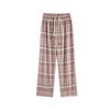Pink plaid pants women's autumn new high waist drape loose casual straight thin wide-leg pants