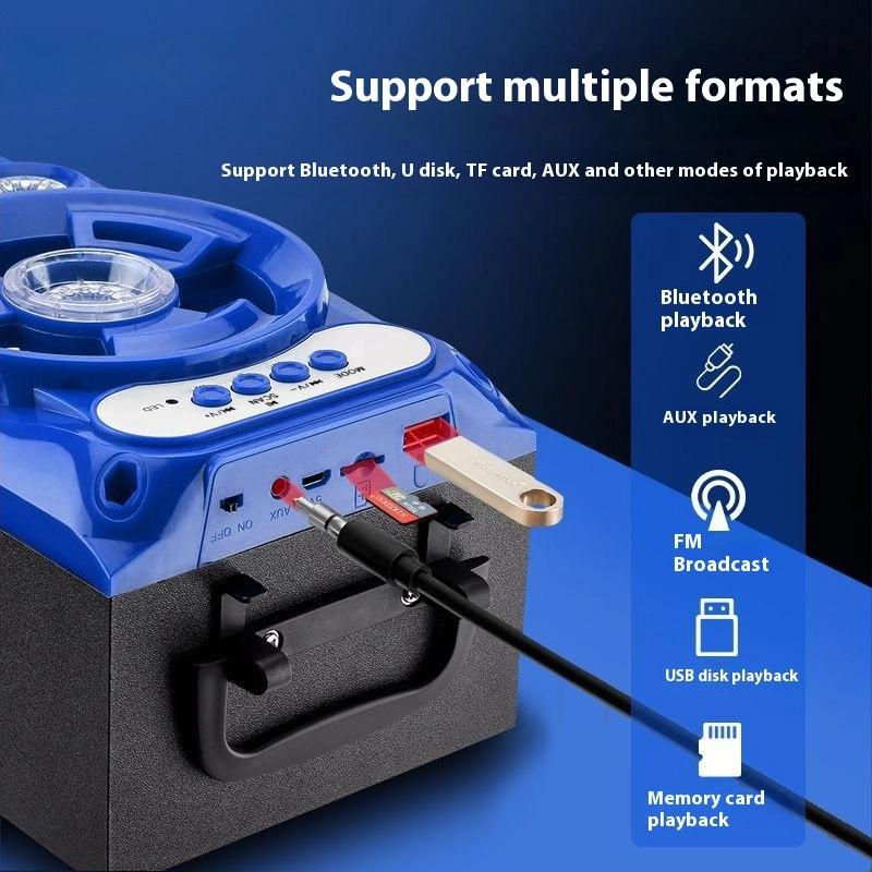 Square Dance Steel Cannon High Fidelity Wireless Bluetooth Caixa De Som Subwoofer Portable Supports Cards Insertion USB Speakers