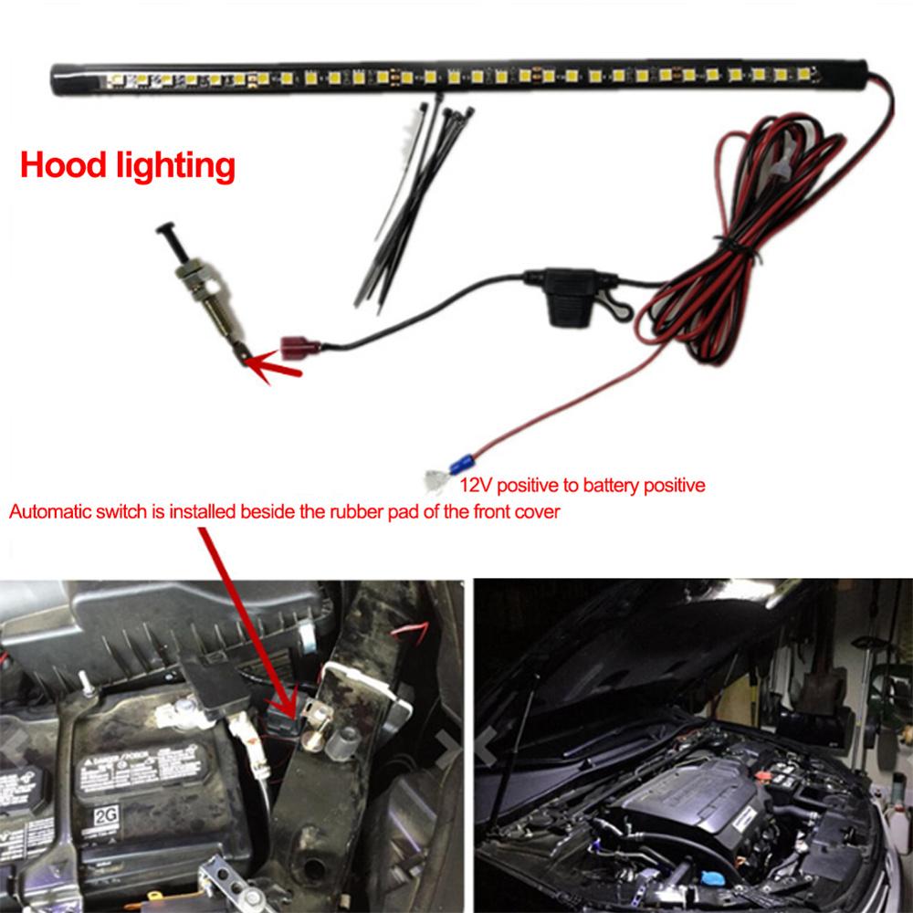Universal Under Hood Engine Repair White LED Light Bar with Auto On/Off Switch Control Car SUV Pickup Offroad Repair Work Light