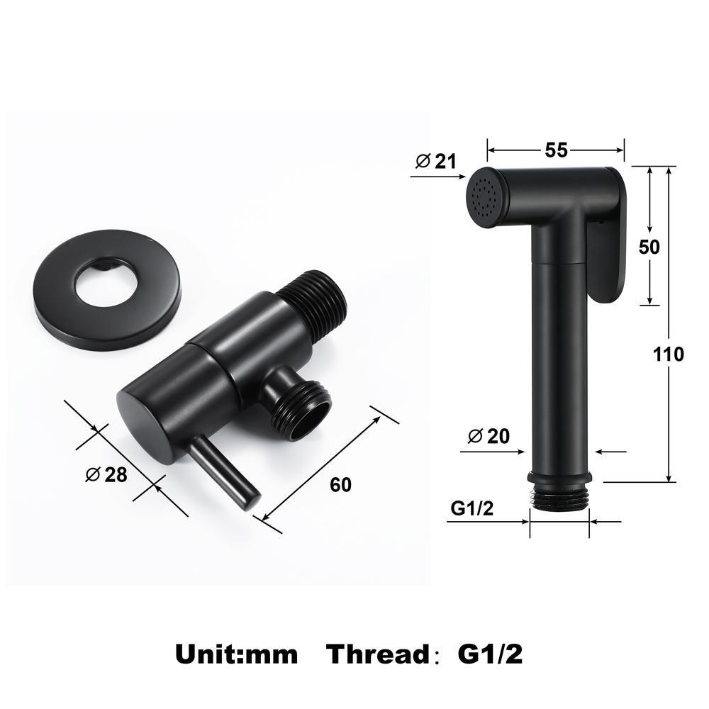 HIDEEP Modern Bathroom Bidet Faucet Brass Vertical Spray Single Cold Water Switch Toilet Sprayer Set