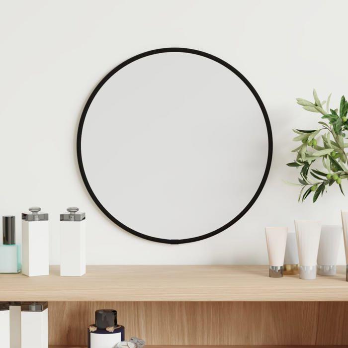 VidaXL Wall Mirror Makeup Vanity Cosmetic Bedroom Decoration Bathroom Living Room Interior Black Ø 348184