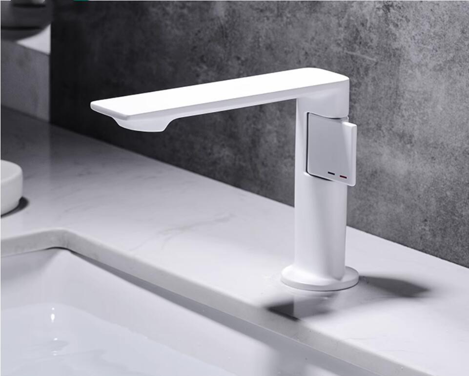 Nouveau Robinet de Lavabo de Salle de Bain Gris Monocommande Eau Chaude et Froide Robinetterie Laiton Mélangeur d'Évier Noir Chrome Gris Robinet