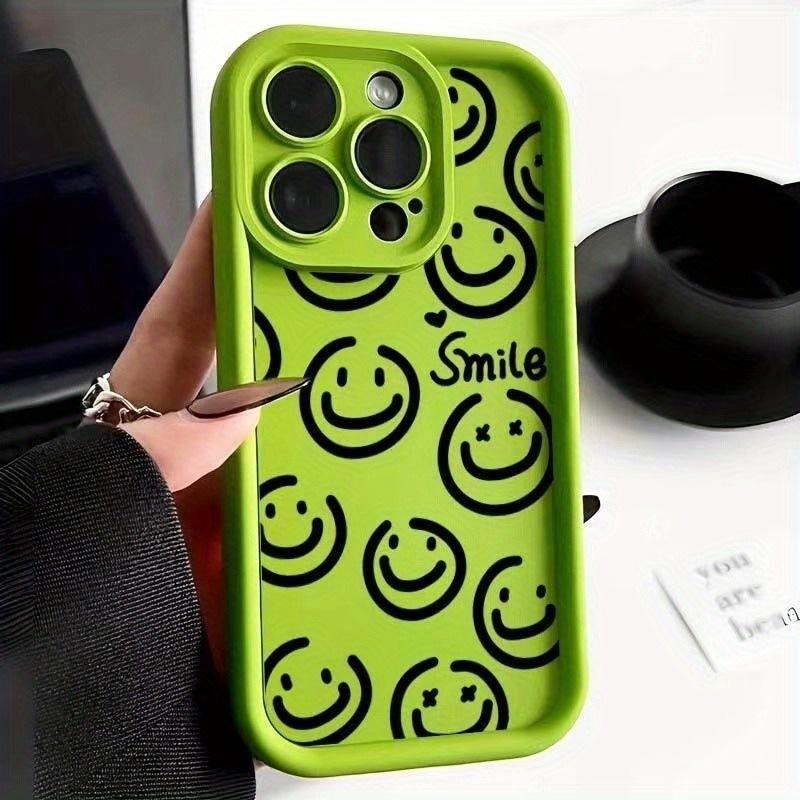 Cute smiley face applies to iPhone15promax mobile phone case Apple 14 matte 13 anti-drop 12 silicone soft case 11