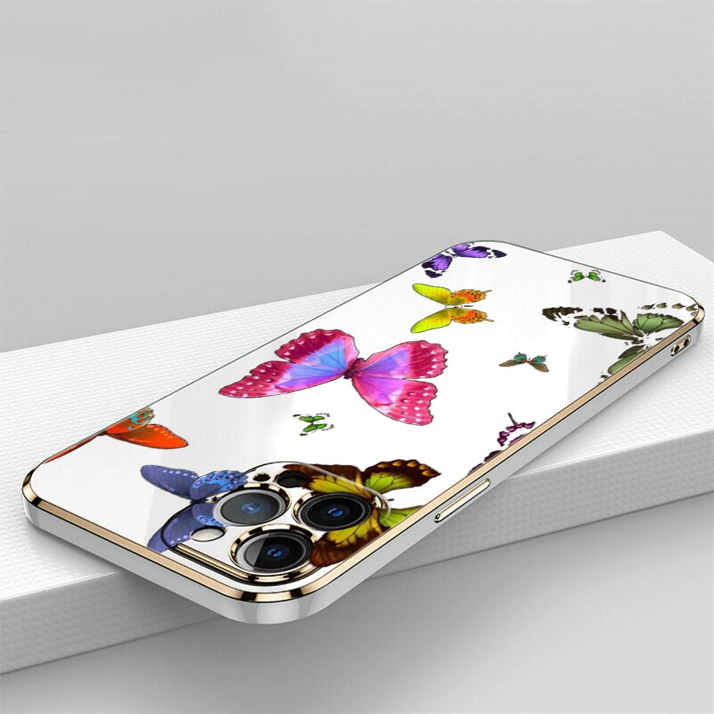 N76 Butterfly Plating Edge Soft TPU Phone Cases for Samsung A54 A13 A14 S24 Plus S23 Ultra S20 S21 FE A55 A05 A52s Shockproof Cover