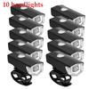 10 Sets Bike Bicycle Light Rechargeable Headlight And Taillight  Bicycle Front Light Set Waterproof Accessories Bike Lantern