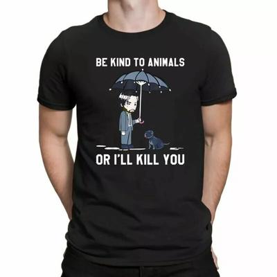 Soyez Gentil avec les Animaux ou Je Vous Tuerais Amoureux des Chiens Végétalien Drôle Hommes T-shirt Noir Tee T-shirt Unisexe